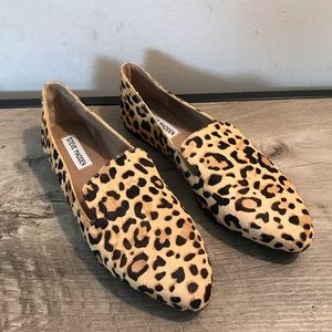 STEVE MADDEN Leopard CALF FUR Flats SHOES Loafers